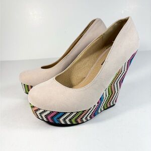 DbDk Fashion Beige Multicolor Wedges